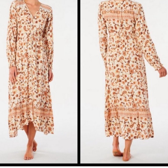 Rip Curl Dresses & Skirts - Rip Curl Dessert Dawn Maxi Dress Long Sleeve Small Floral Boho